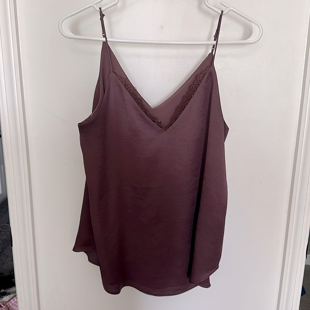 Express satin tank with lace trim size small